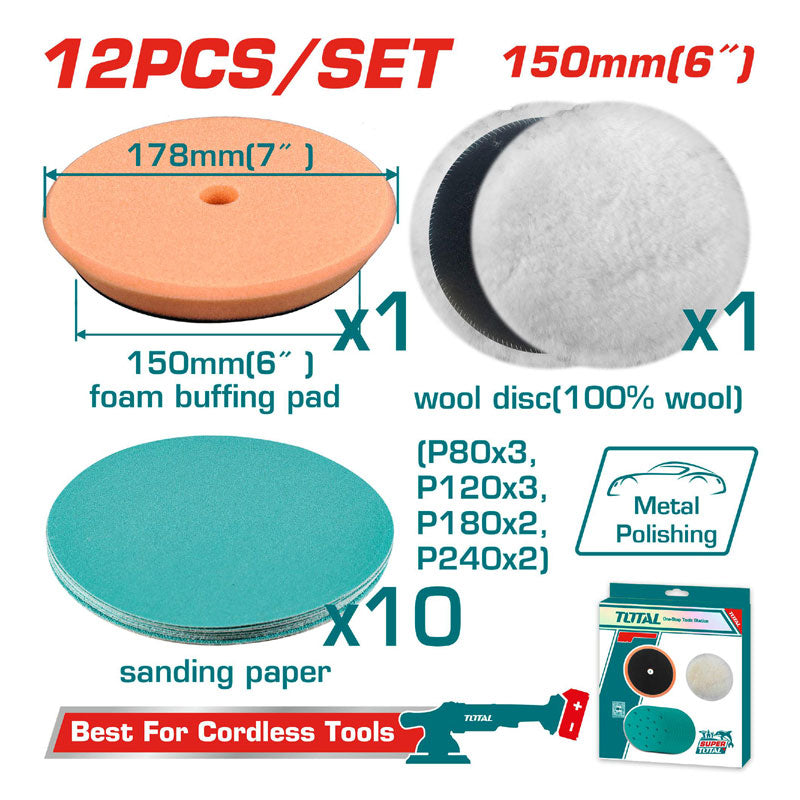 Total TAC15012 | Polishing & Grinding Set - 150mm 12 Pcs