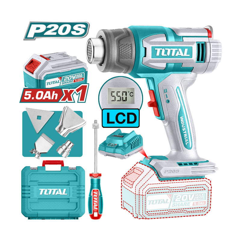 Total TBLI20035 | Cordless Heat Gun - 20V LCD Control with Battery & Charger