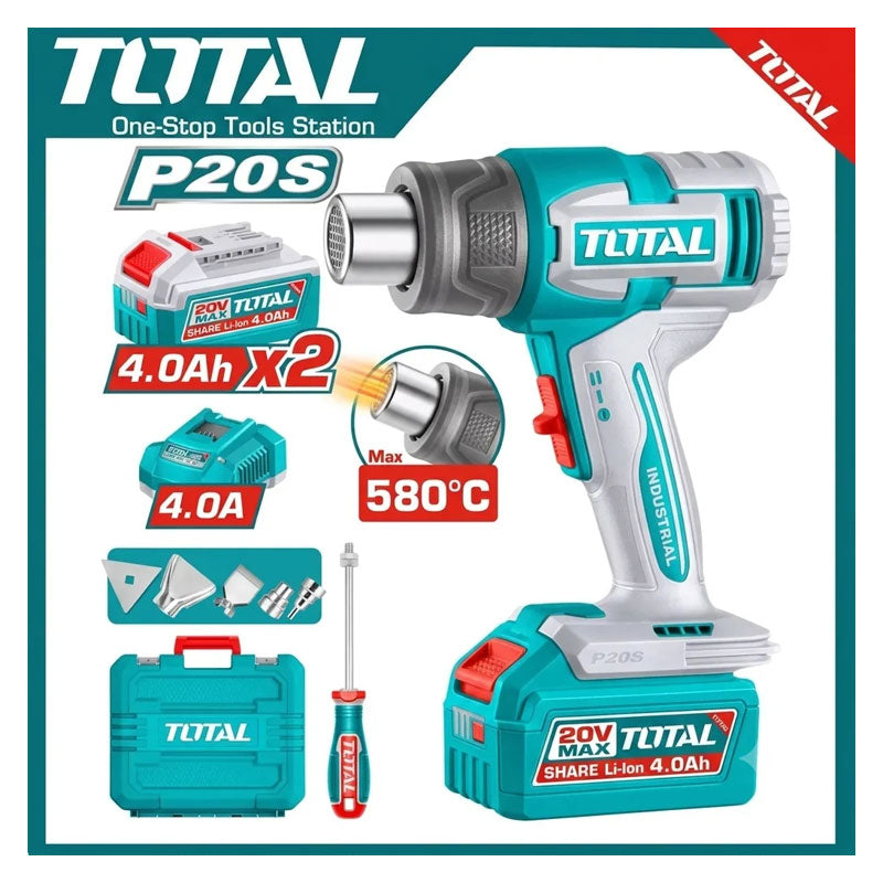 Total TBLI20085 | Cordless Heat Gun - 20V with Batteries & Charger
