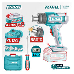 Total TBLI20582 | Cordless Heat Gun - 20V LCD Control with Batteries & Charger