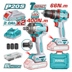 Total TCKLI20275 | Cordless 2 Pcs Combo Kit - 20V with Batteries & Charger
