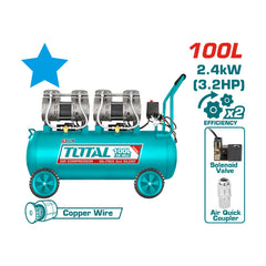 Total TCS2241008 | Oil Free Air Compressor - 3.2HP 100L