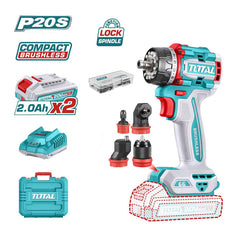 Total TDLI206686 | Cordless Multi-Head Drill Driver - 20V with Batteries & Charger