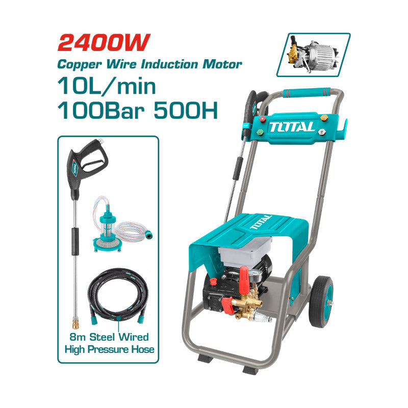 Total TGT11176 | Commercial High Pressure Washer - 2400W 100Bar Copper Pump