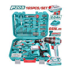 Total THKTHP11652 | Tools Set - 165 Pcs with 20V Impact Drill, Battery & Charger