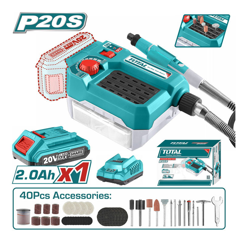 Total TMGLI20011 | Cordless Mini Grinder - 20V with Battery & Charger