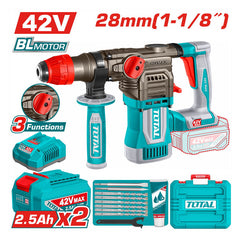 Total TRHLI422882 | Cordless Rotary Hammer - 28mm with Batteries & Charger