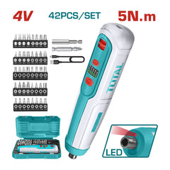Total TSDLI0403 | Cordless Screwdriver - 4Nm with 40-Piece Bit Set