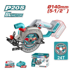 Total TSLI14023 | Brushless Cordless Circular Saw - 20V 140mm with Battery & Charger