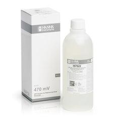 Bottle and box of Hanna HI7022L calibration solution on a white background