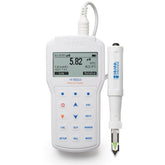 A professional portable pH meter Hanna HI98163 with a digital display and a meat electrode with a stainless steel piercing blade.