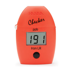 Orange Hanna Checker for Iron LR HI746 with digital display on a white background