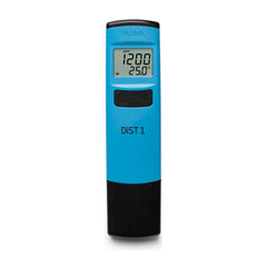 Blue and black digital TDS meter label DiST1 and a screen.