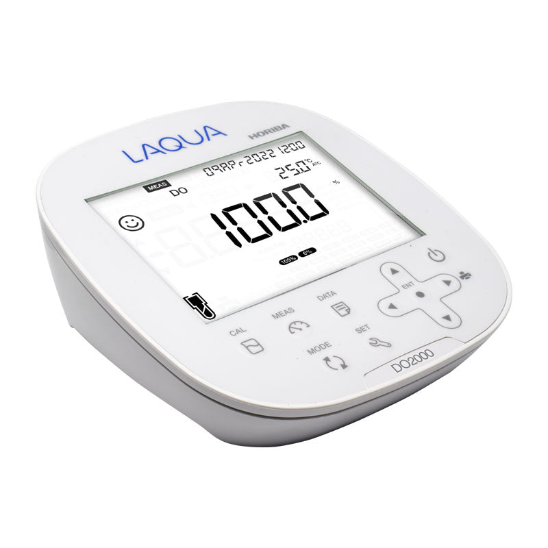 HORIBA LAQUA DO2000 | Benchtop Dissolved Oxygen & BOD Meter in white, featuring a large LCD screen displaying readings and a set of control buttons on the front.