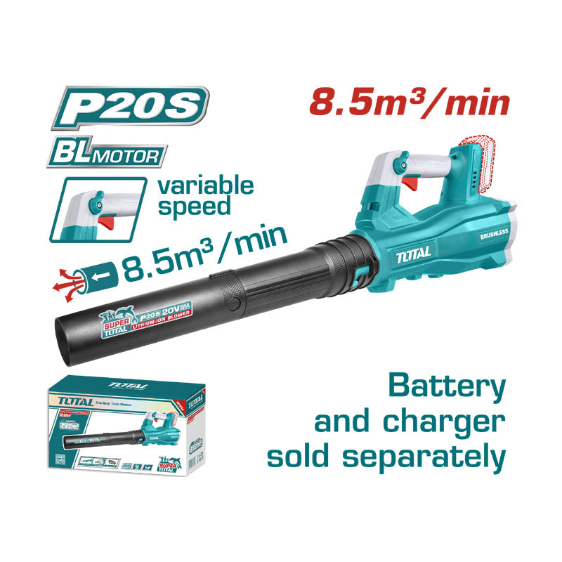 Total TABLI20428 | Brushless Cordless Blower - 20V 8.5m³/min Bare Tool