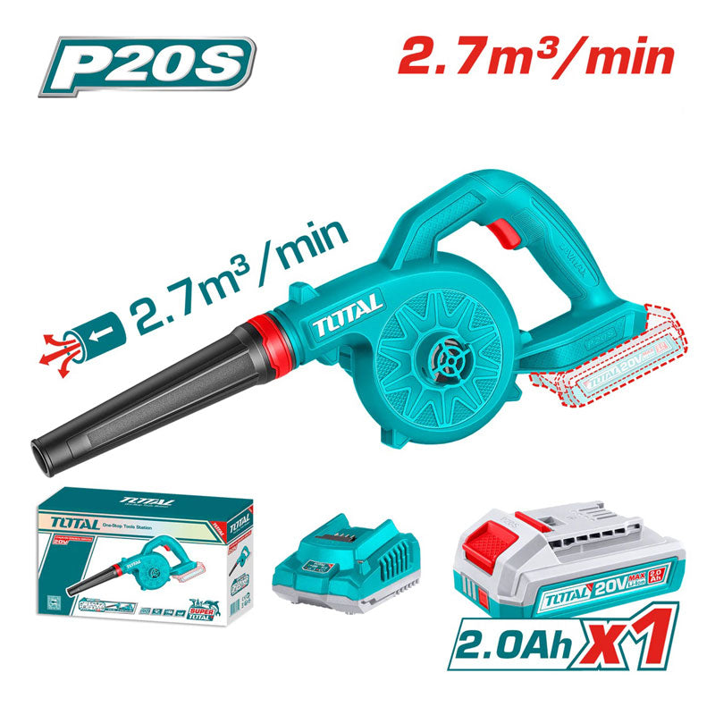 Total TABLI20781 | Cordless Blower - 20V 2.7m³/min with Battery & Charger