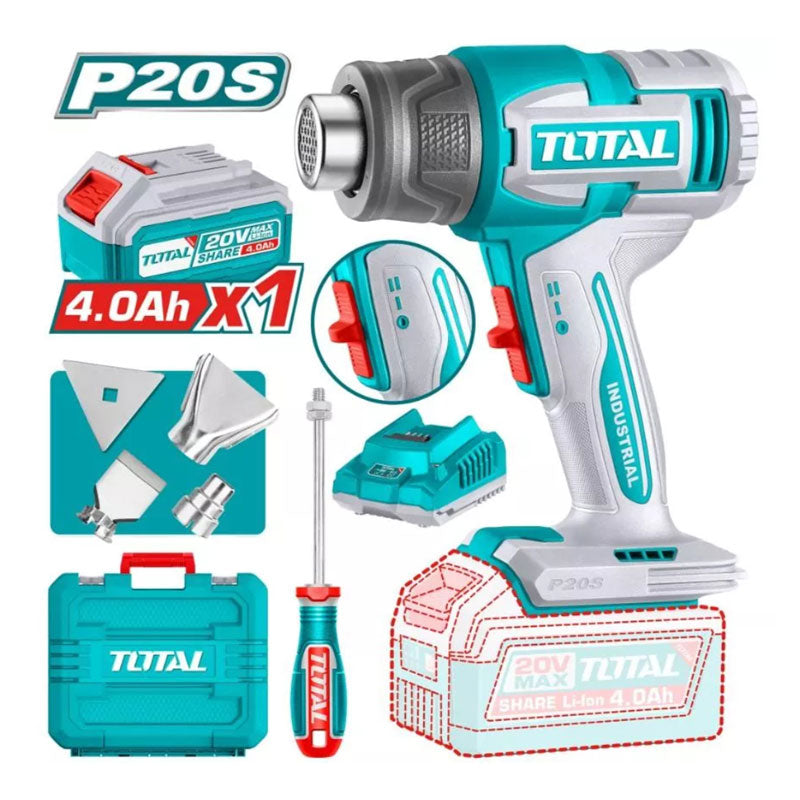 Total TBLI20065 | Cordless Heat Gun - 20V with Battery & Charger