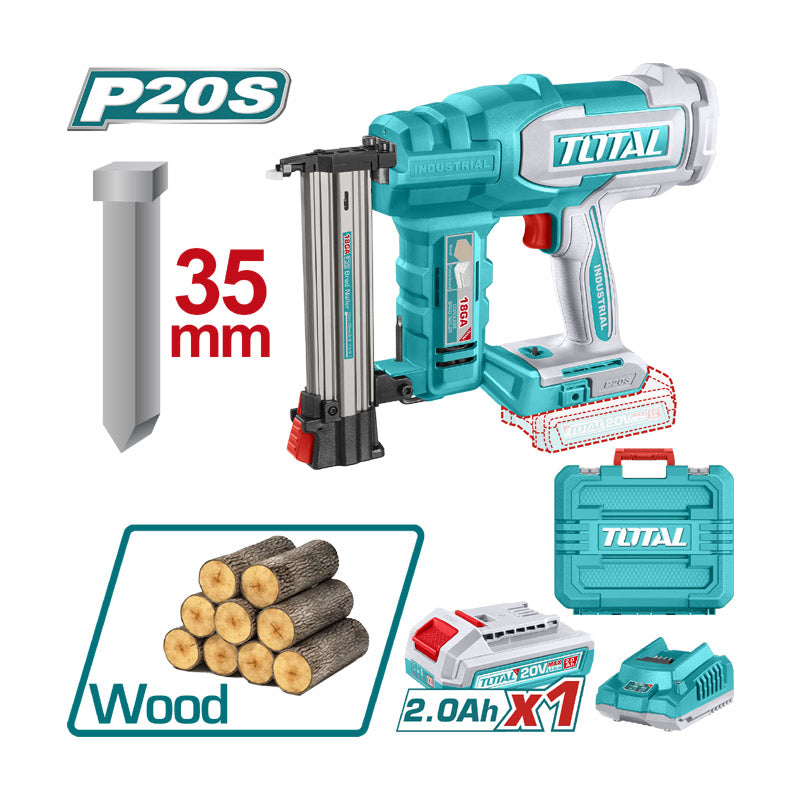 Total TCBNLI2008 | Cordless Brad Nailer - 20V F15-F35 with Battery & Charger