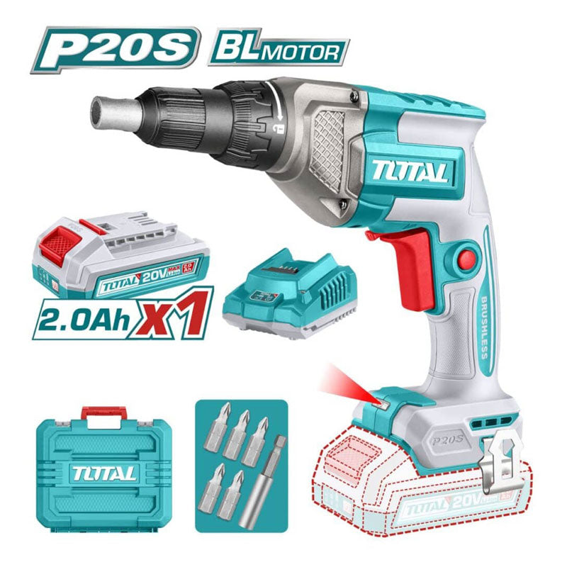 Total TDSLI204281 | Cordless Drywall Screwdriver - 20V with Battery & Charger