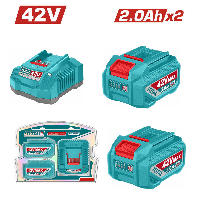 Total TFBCPM20221 | Lithium-Ion Battery & Charger Kit - 42V - 2.0Ah x2