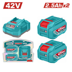 Total TFBCPM25221 | Lithium-Ion Battery & Charger Kit - 42V - 2.5Ah x2