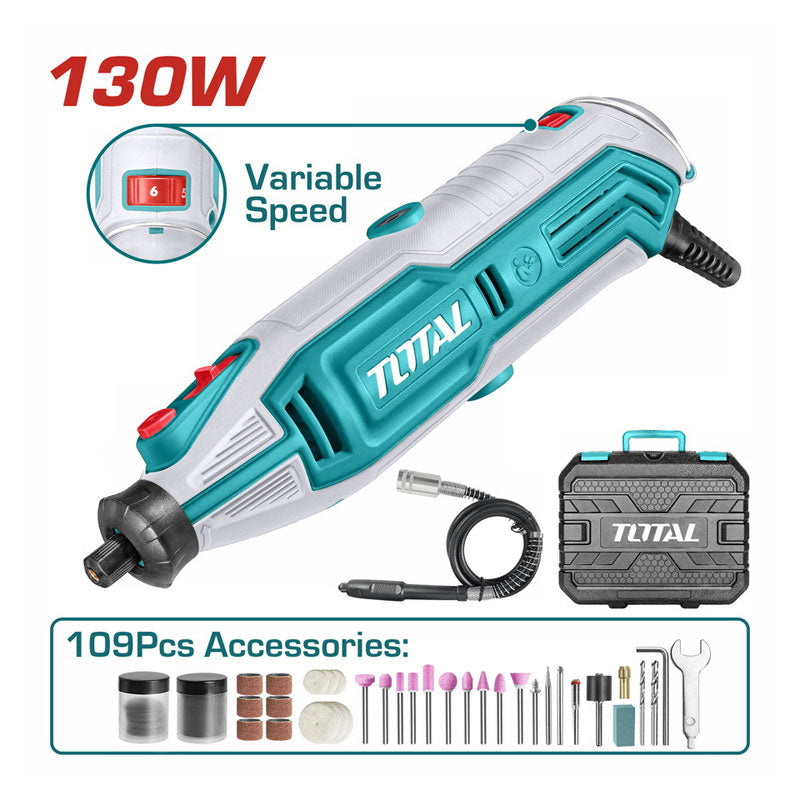 Total TG513326 | Mini Grinder - 130W Variable Speed with 109 Accessories