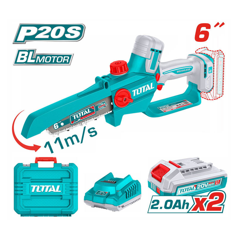 Total TGSLI20662 | Cordless Pruner Saw - 20V 6 Inch with Batteries & Charger