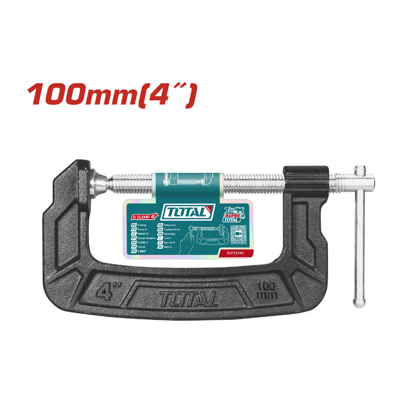 TOTAL THT13141 Heavy-Duty Malleable Cast Iron G-Clamp (4-Inch)
