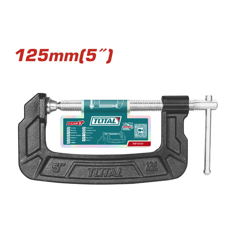 TOTAL THT13151 Heavy-Duty Malleable Cast Iron G-Clamp (5-Inch)