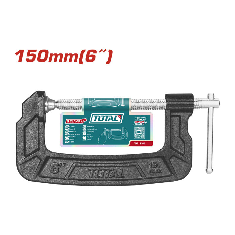 TOTAL THT13161 Heavy-Duty Malleable Cast Iron G-Clamp (6-Inch)