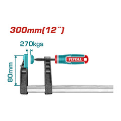 TOTAL THT1320801 Professional Woodworking F-Clamp (300x80mm)