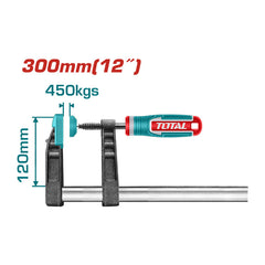 TOTAL THT1321201 Heavy-Duty Woodworking F-Clamp (300x120mm)
