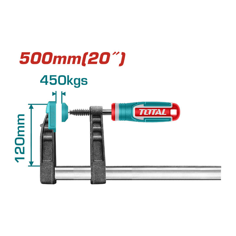 TOTAL THT1321203 Heavy-Duty Woodworking F-Clamp (500x120mm)