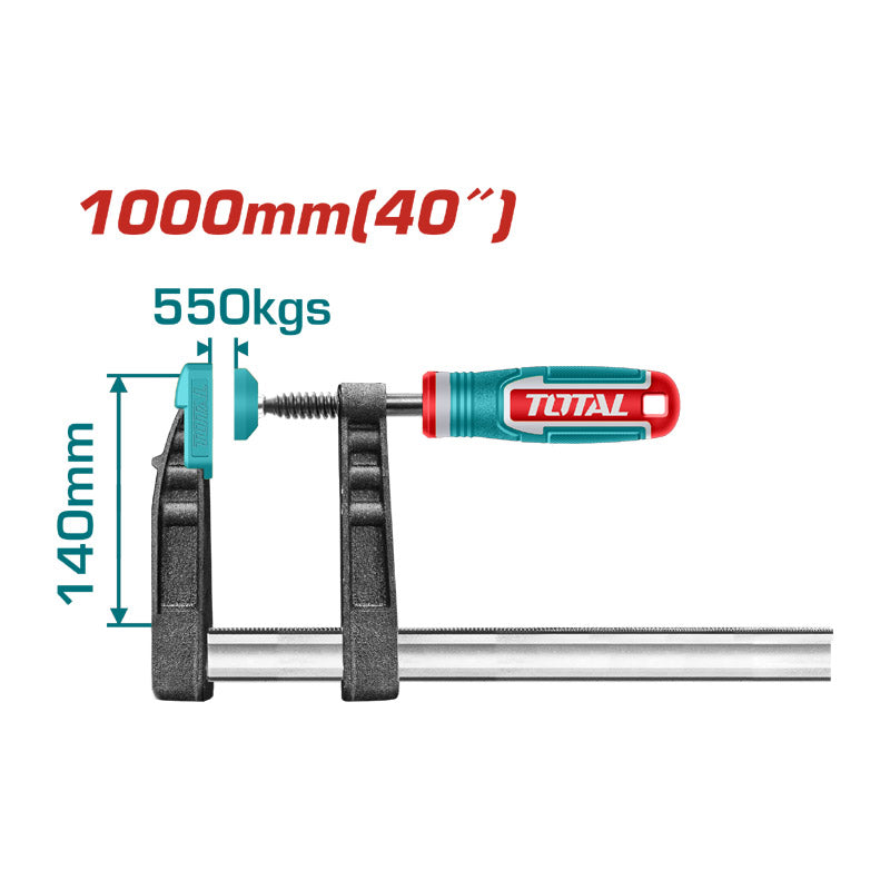 TOTAL THT1321401 Heavy-Duty Woodworking F-Clamp (1000x120mm)