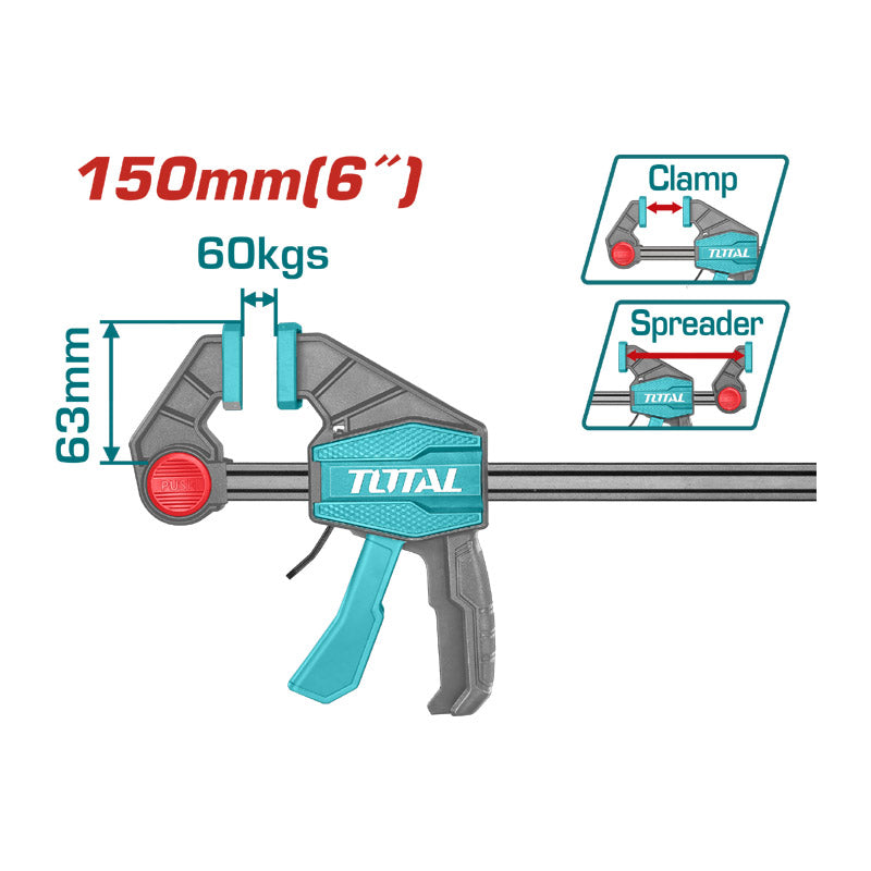 TOTAL THT1340601 Rapid-Action Quick Bar Clamp (60x150mm)