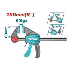 TOTAL THT1340601 Rapid-Action Quick Bar Clamp (60x150mm)