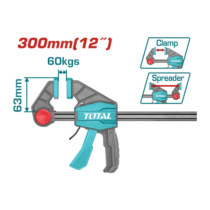 TOTAL THT1340602 Rapid-Action Quick Bar Clamp (60x300mm)