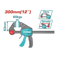 TOTAL THT1340602 Rapid-Action Quick Bar Clamp (60x300mm)