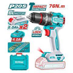 Total TIDLI207686 | Compact Brushless Cordless Impact Drill - 20V 76Nm with Batteries & Charger