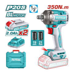 Total TIWLI2035 | Cordless Impact Wrench - 20V 350Nm with Batteries & Charger