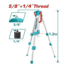 Total TLLT01152 | Laser Level Tripod - 1.2m Aluminum 5/8 & 1/4 Inch Thread
