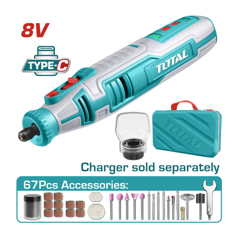 Total TMGLI0801 | Cordless Mini Grinder - 8V Variable Speed