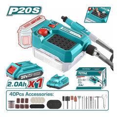 Total TMGLI20011 | Cordless Mini Grinder - 20V with Battery & Charger