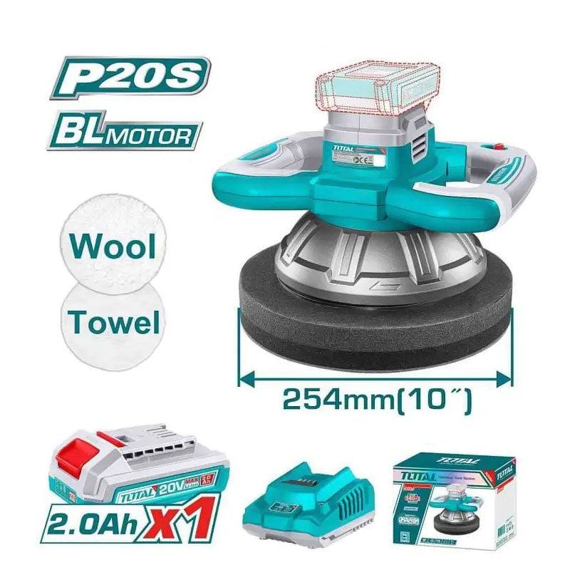 Total TOPLI2025481 | Cordless Polisher - 20V 254mm with Battery & Charger