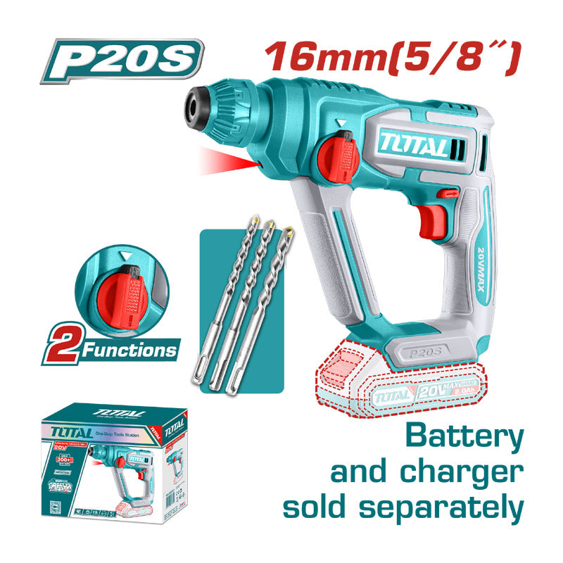 Total TRHLI20168 | Cordless Rotary Hammer - 20V 16mm Bare Tool