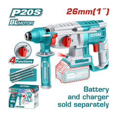 Total TRHLI20228 | Brushless Cordless Rotary Hammer - 20V 26mm Bare Tool