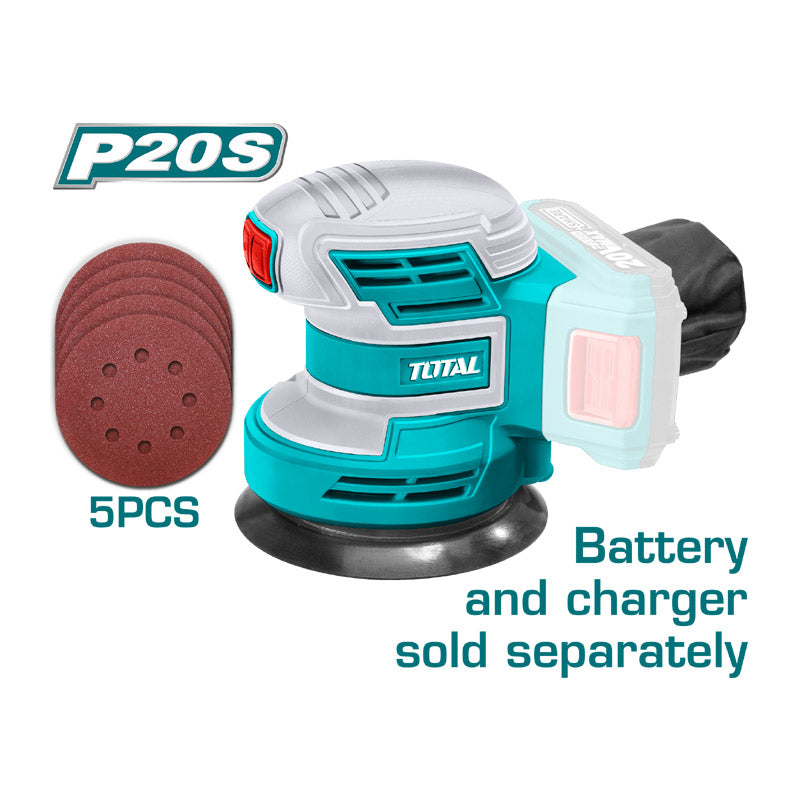 Total TROSLI2001 | Cordless Random Orbit Sander - 20V 125mm Bare Tool