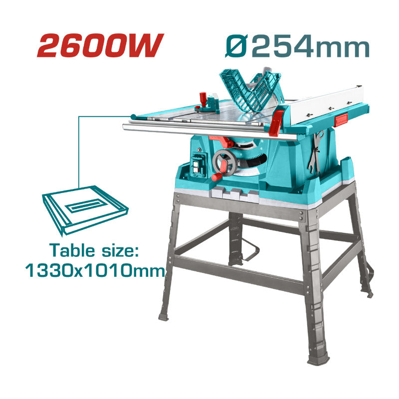 Total TS526043 | Table Saw - 2600W 254mm with Steel Stand