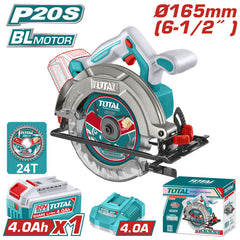 Total TSLI16523 | Brushless Cordless Circular Saw - 20V 165mm with Battery & Charger