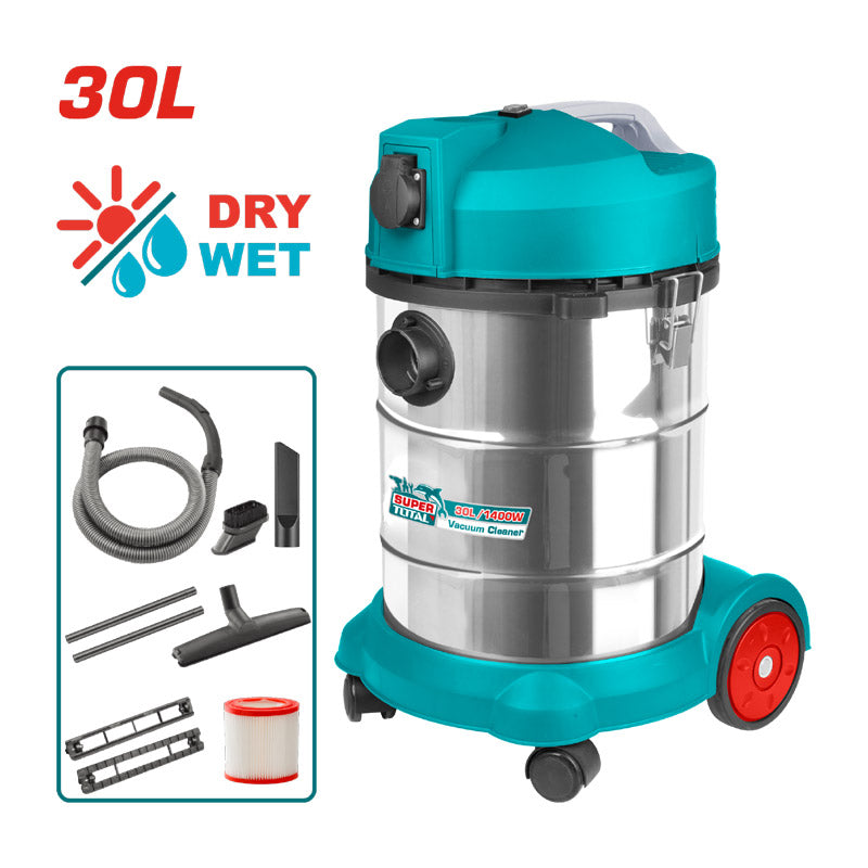 Total TVC14301 | Vacuum Cleaner - 1400W 30L Wet & Dry with Power Tool Socket